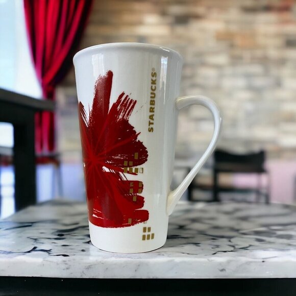 Starbucks Other - Starbucks 2014 Holiday Mug Red White Gold Coffee Mug 16 Oz.
